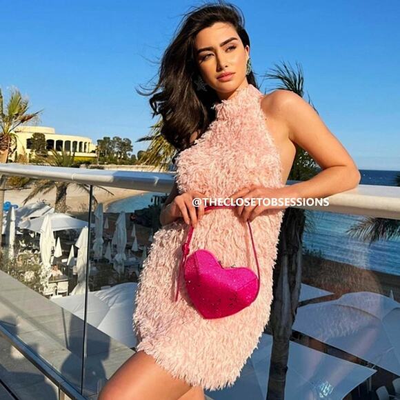 ZARA Pink Feather Appliqué Mini Dress NWT | Halter Open Back Blogger Fave - Picture 7 of 16